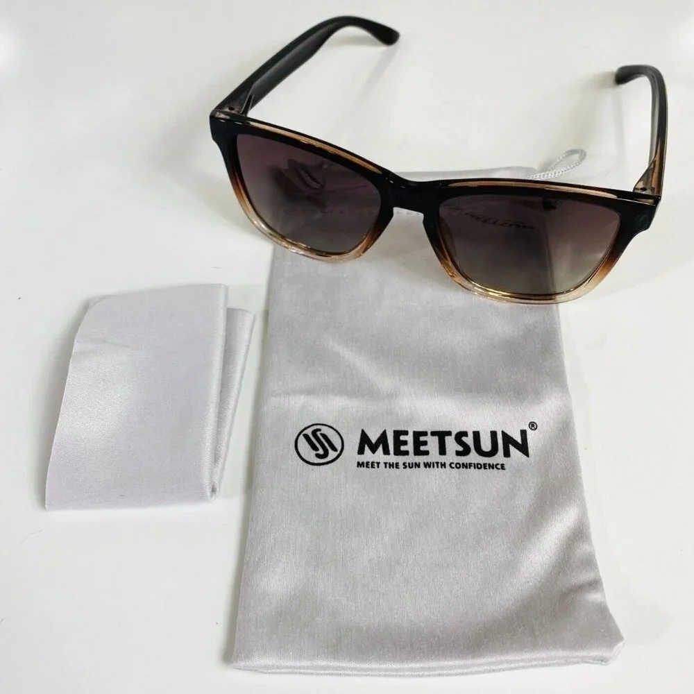 Meetsun Classic Style Womens Gradient Tinted Sunglasses Black/Brown